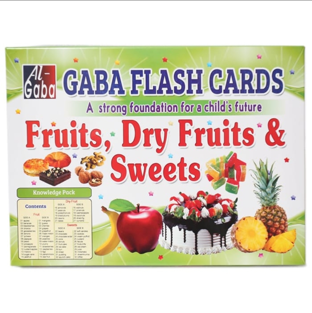 Fruits, Dry Fruits, and Sweets Flash Cards