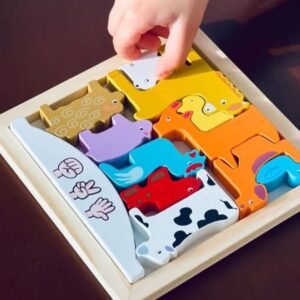 Animal Tray Puzzle with Balance Stack