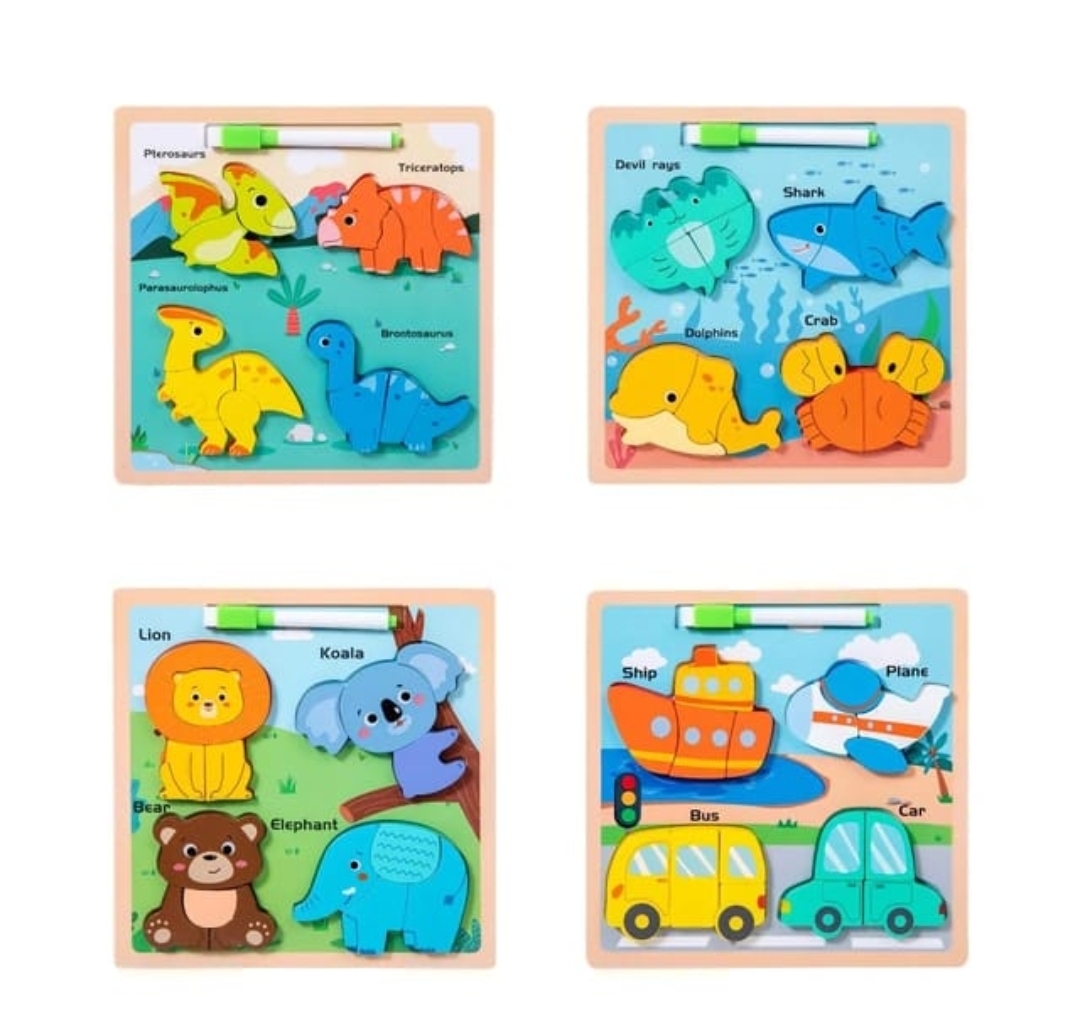 Wooden 3D Puzzle and Drawing Board