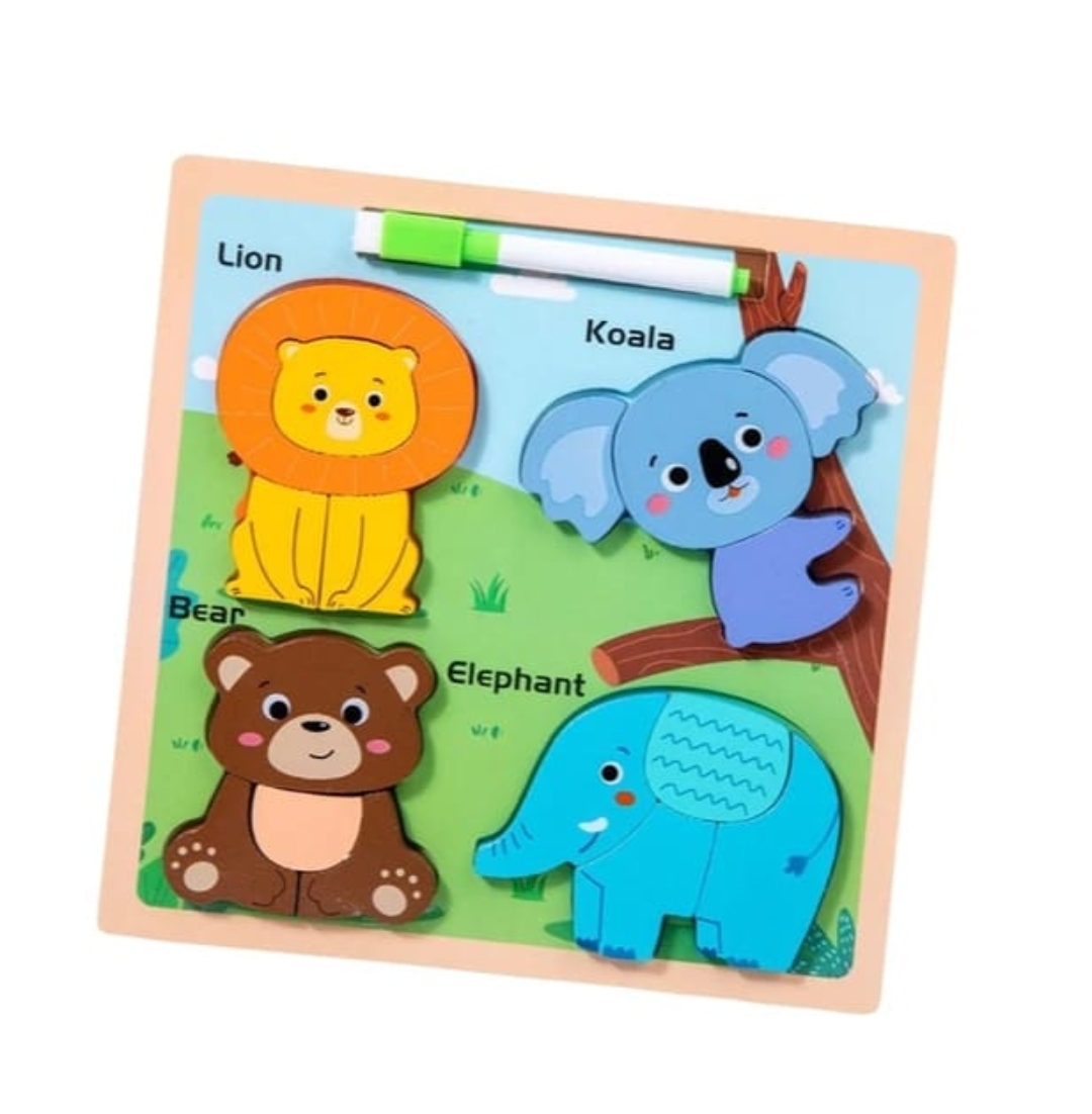 Wooden 3D Puzzle and Drawing Board