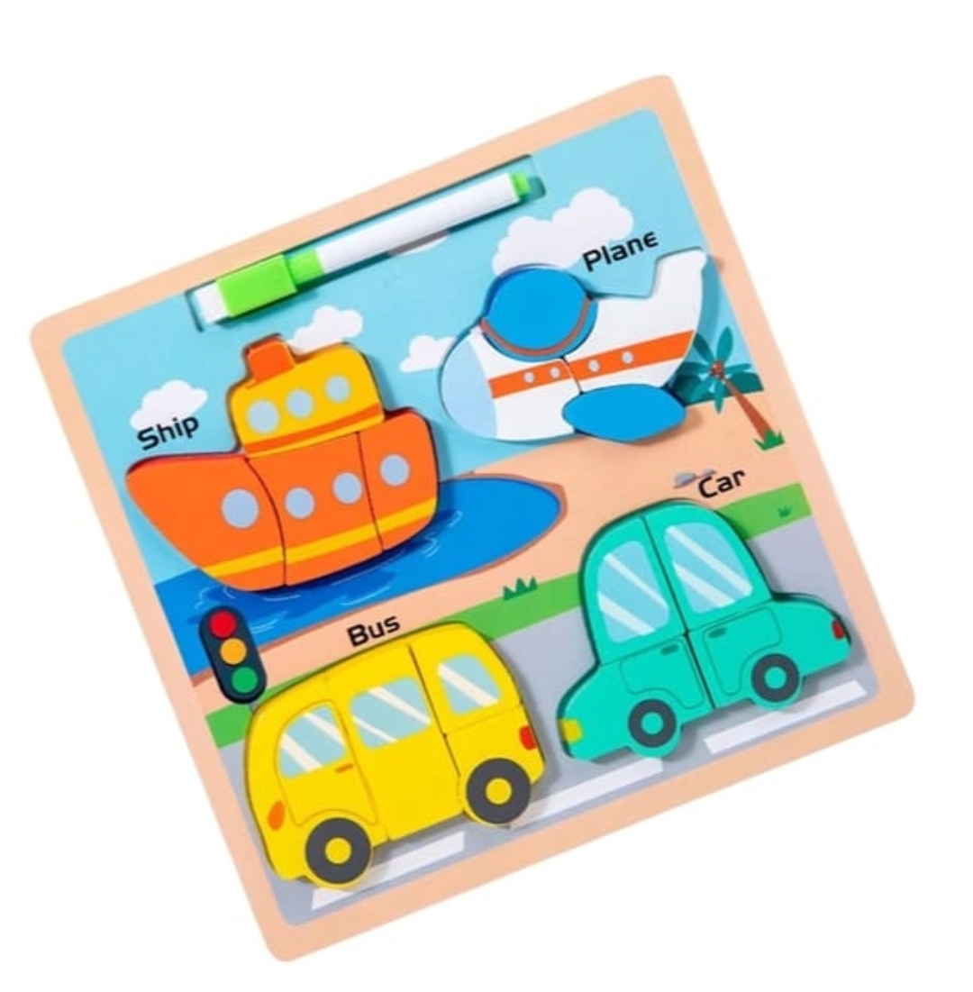 Wooden 3D Puzzle and Drawing Board