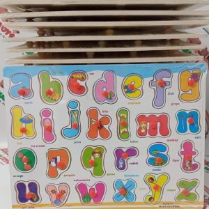 Lower case abc Wooden Knob Board