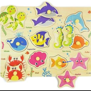 Wooden Knob Sea Animal Board