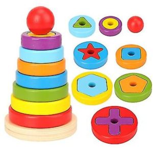 Wooden Rainbow Pyramid Stackers