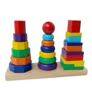 Wooden Three Column Rainbow Tower