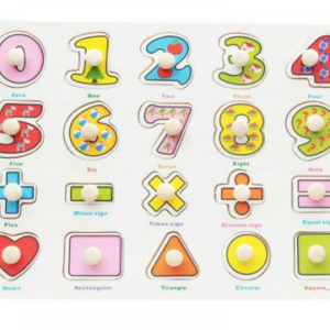 Number and Shapes wooden knob Board