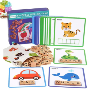 100 PCS Wooden See and Spell Learning